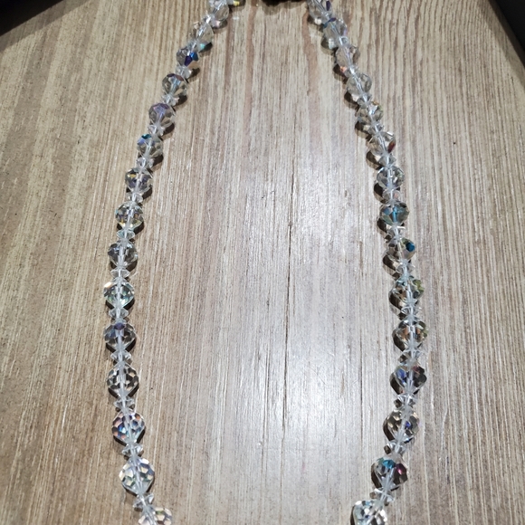 Vintage Iridescent Glass Crystal Beaded Necklace - Picture 4 of 12